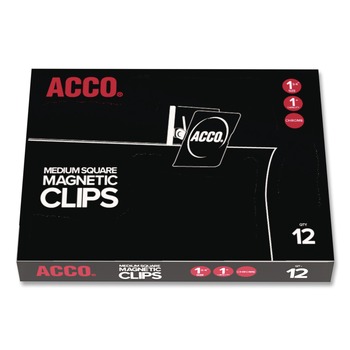 ACCO 1 in. Jaw Capacity Magnetic Clips - Silver (12/Pack)