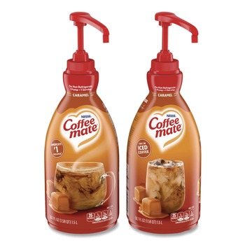 Coffee-Mate 50.7 oz. Liquid Creamer Pump Bottle - Caramel (2/Carton)