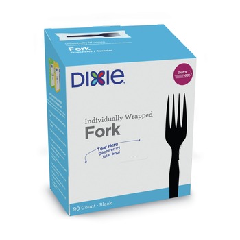 Dixie Grab&rsquo;N Go Wrapped Cutlery Forks - Black (90/Pack)