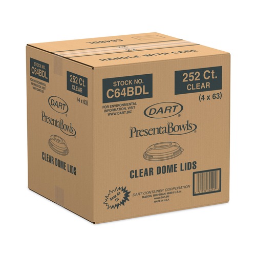 Office Jansan | Dart C64BDL PresentaBowls 7.3 in. Diameter x 1.1 in. Height Plastic Dome Lids - Clear (252/Carton) image number 0
