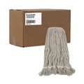 Mops | Boardwalk BWK424CCT 24 oz. Pro Loop Web/Tailband Cotton Wet Mop Head - White (12/Carton) image number 2