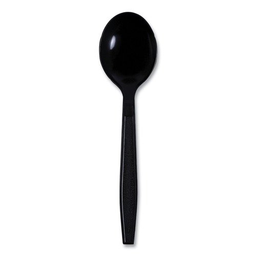 Cutlery | Boardwalk BWKSSHWPPBIW Heavyweight Wrapped Polypropylene Soup Spoons - Black (1000/Carton) image number 0