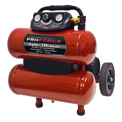 Portable Air Compressors | ProForce VKF1080418 1 HP 4 Gallon Oil-Free Twin Stack Compressor Kit image number 0
