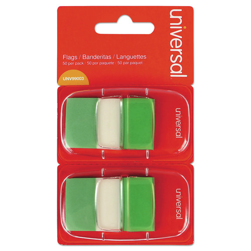 Universal UNV99003 1 in. x 1.75 in. Page Flags - Green (100/Pack) image number 0