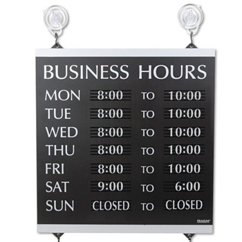 3M Century Series 13 in. x 14 in. Business Hours Sign - Black