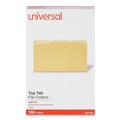 File Folders | Universal UNV10524 1/3 Cut Tabs Legal Size Assorted Deluxe Colored Top Tab File Folders - Yellow/Light Yellow (100/Box) image number 0