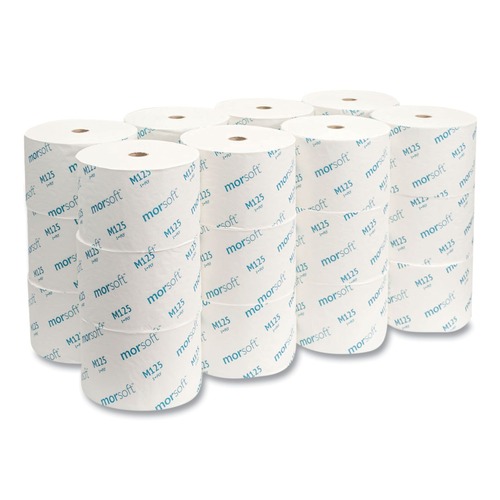  | Morcon Paper M125 1-Ply Small Core Septic-Safe Bath Tissue - White (2500 Sheets/Roll, 24 Rolls/Carton) image number 0