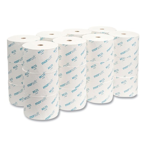 Office Jansan | Morcon Paper M125 1-Ply Small Core Septic-Safe Bath Tissue - White (2500 Sheets/Roll, 24 Rolls/Carton) image number 0