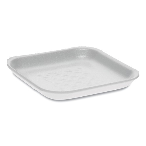 Pactiv Corp. 0TF101S00000 5.1 in. x 5.1 in. x 0.65 in. #1S Supermarket Trays - White (1000/Carton) image number 0