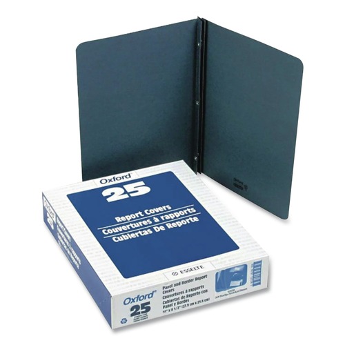 Office Jansan | Oxford 52538EE 3 Fasteners Report Cover Panel and Border Cover - Dark Blue (25/Box) image number 0