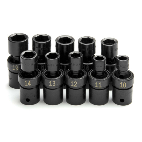Sockets | SK Hand Tool 34351 10-Piece 1/2 in. Drive 6-Point Swivel Metric Impact Socket Set image number 0