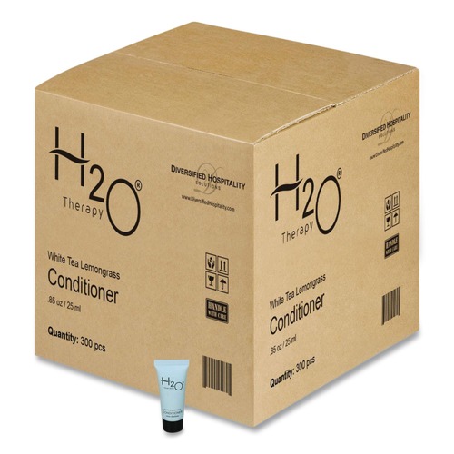 Cleaning & Janitorial Supplies | Diversified Hospitality Solutions H2O07C085 H2O Therapy 0.85 oz Single-Use Conditioner - White Tea and Lemongrass (300/Carton) image number 0