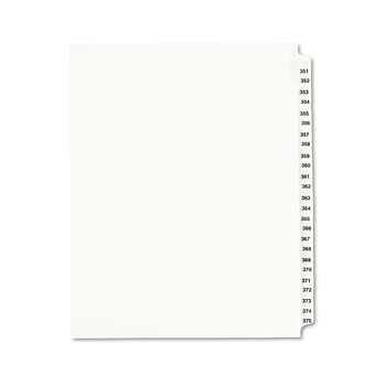 Avery 25-Tab '351 - 375-ft Label 11 in. x 8.5 in. Preprinted Legal Exhibit Side Tab Index Divider Set - White (1-Set)