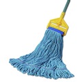 Mops | Boardwalk BWK504BL 5 in. Super Loop Cotton/Synthetic Fiber Wet Mop Head - X-Large, Blue (12/Carton) image number 3
