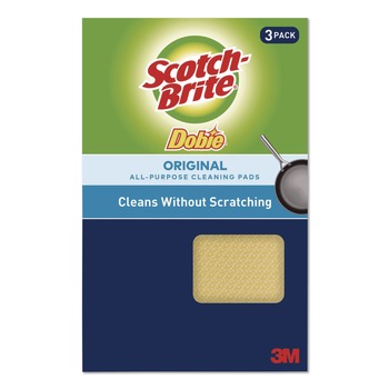 Scotch-Brite Dobie All-Purpose Cleaning Pad 4.3 x 2.6 0.5-in Thick Yellow 3/Pack 8 Packs/Carton
