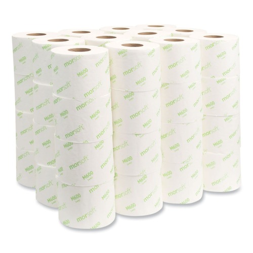 Toilet Paper | Morcon Paper M600 3.9 in. x 4 in. 2-Ply, Septic Safe, Morsoft Controlled Bath Tissue - White (48/Carton) image number 0