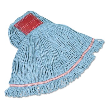 Rubbermaid Commercial Swinger Loop Cotton/Synthetic Wet Mop Heads - Large Blue (6/Carton)