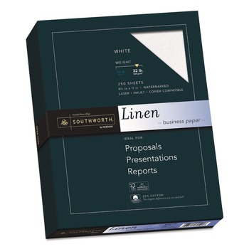 Southworth 32 lbs. Bond Weight 8.5 in. x 11 in. 25% Cotton Linen Business Paper - White (250/Box)