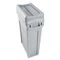 Trash & Waste Bins | Rubbermaid Commercial FG267360GRAY Slim Jim 11.38 in. x 20.5 in. x 5 in. Swing Lid - Gray image number 3