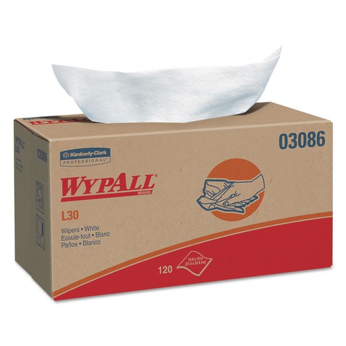 Cleaning & Janitorial Supplies | WypAll KCC 03086 10 in. x 9-4/5 in. POP-UP Box L30 Towels - White (120/Box 10 Boxes/Carton) image number 0