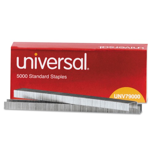  | Universal UNV79000 0.25 in. x 0.5 in. Standard Steel Chisel Point Staples (5000/Box) image number 0