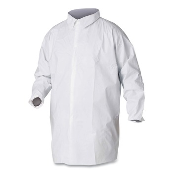 Ansell A20 Breathable Hook and Loop Closure/Elastic Wrists/No Pockets Particle Protection Lab Coat - Large, White (30/Carton)