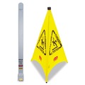 Safety Equipment | Rubbermaid Commercial FG9S0100YEL 3-Sided Fabric 21 in. x 21 in. x 30 in. Multilingual Pop-Up Wer Floor Safety Cone - Yellow image number 0