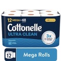 Toilet Paper | Cottonelle 55480 Ultra CleanCare 1-Ply Septic Safe Strong Bath Tissue Toilet Paper - White (4/Carton) image number 2