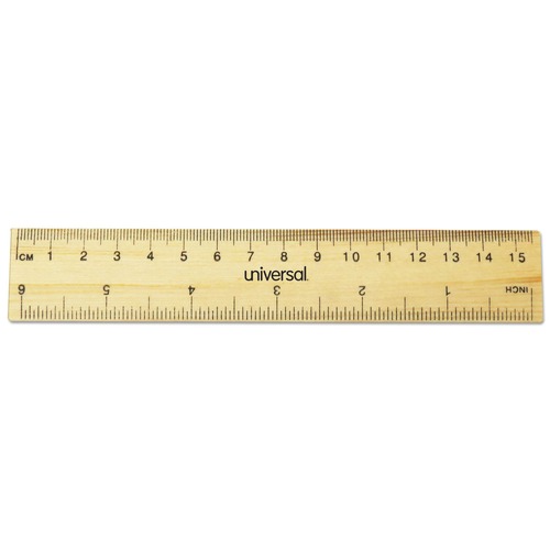Rulers & Yardsticks | Universal UNV59024 Flat Wood Standard/Metric 6 in. Ruler (2/Pack) image number 0