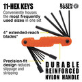 Klein Tools 70550 11 SAE Sizes Heavy Duty Folding Extra Long Hex Wrench Key Set image number 2