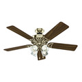 Ceiling Fans | Hunter 53066 52 in. Studio Series Bright Brass Finish Ceiling Fan with Light image number 0