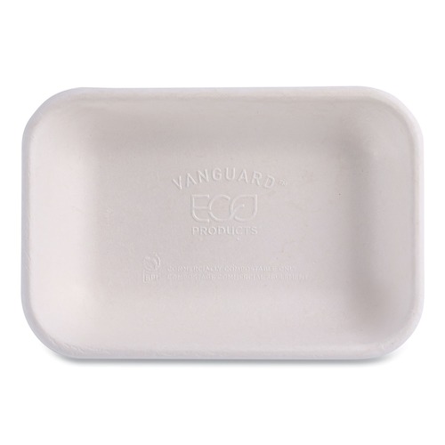 Food Trays, Containers, and Lids | Eco-Products EP-SCRC16NFA 16 oz 7 x 5 x 1 Vanguard Worldview Renewable and Compostable Sugarcane Take-Out Containers - White (400/Carton) image number 0