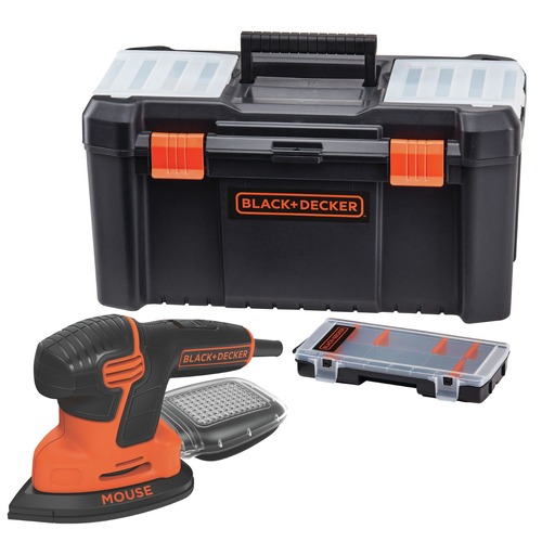 Drywall Sanders | Black & Decker BDST60096AEVBDEMS600-BNDL MOUSE 1.2 Amp Electric Corded Detail Sander with Beyond By BLACKplusDECKER 16 in. Tool Box and Organizer Bundle image number 0