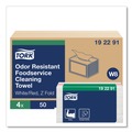 Paper Towels and Napkins | Tork 192291 11.75 in. x 14.75 in. 1-Ply Small Pack Foodservice Cloth - Unscented/White/Red Stripe (4/Carton) image number 1
