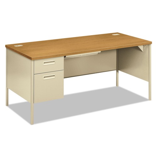  | HON HP3266L.C.L Metro Classic Series 66 in. x 30 in. x 29.5 in. Left Pedestal L-Workstation Desk - Harvest/Putty image number 0