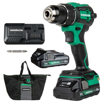 Metabo HPT DS18DEXM 18V MultiVolt Brushless Lithium-Ion Cordless Drill Driver Kit with 2 Batteries (2 Ah)