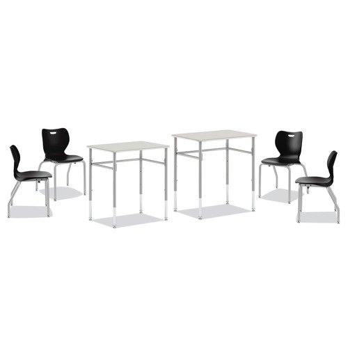 Office Desks & Workstations | HON HSS4L-18B.E.ON.PLAT 20 in. x 26 in. x 23 in. to 33 in. SmartLink Rectangle Student Desk with SmartLink Four-Leg Onyx Chair Bundle (2 Desks/Carton, 4 Chairs/Carton) image number 0