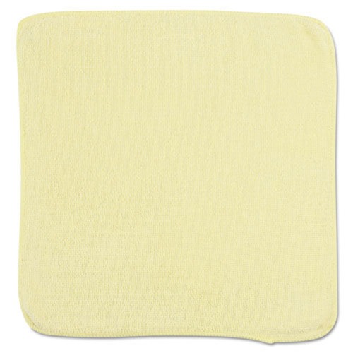 Office Jansan | Rubbermaid Commercial 1820580 12 in. x 12 in. Microfiber Cleaning Cloths - Yellow (24/Pack) image number 0