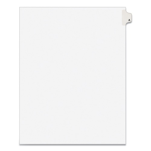 Office Jansan | Avery 01401 Avery Style Legal 26-Tab Side Tab A Preprinted Exhibit 11 in. x 8.5 in. Index Dividers - White (25/Pack) image number 0