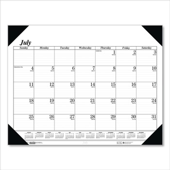 House of Doolittle 22 in. x 17 in. 14-Month July 2025 to Aug 2026 Economy Academic Desk Pad Calendar - White/Black Sheets/Black Headband