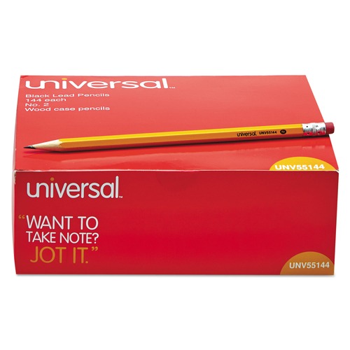 Office Jansan | Universal UNV55144 HB #2 Woodcase Pencil - Yellow Barrel (144/Pack) image number 0