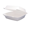 Food Trays, Containers, and Lids | Dart 85HT1R 8.38 in. x 7.78 in. x 3.25 in. 1-Compartment Foam Hinged Lid Containers - White (200/Carton) image number 1