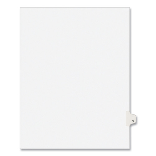 Office Jansan | Avery 01422 11 in. x 8.5 in. 26-Tab V Avery Style Preprinted Legal Exhibit Side Tab Index Dividers - White (25/Pack) image number 0