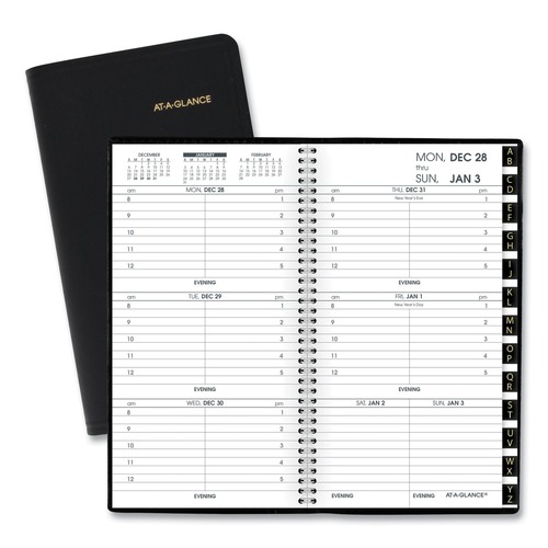 Office Jansan | AT-A-GLANCE 7000805 6.25 in. x 3.25 in. 12-Month (Jan to Dec): 2026 Compact Weekly Appointment Book - Black Cover image number 0