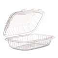 Food Trays, Containers, and Lids | Dart 69PPHT1 6.5 in. x 9 in. x 3 in. ProPlanet Microwaveable Hinged Plastic Containers - Clear (300/Carton) image number 0