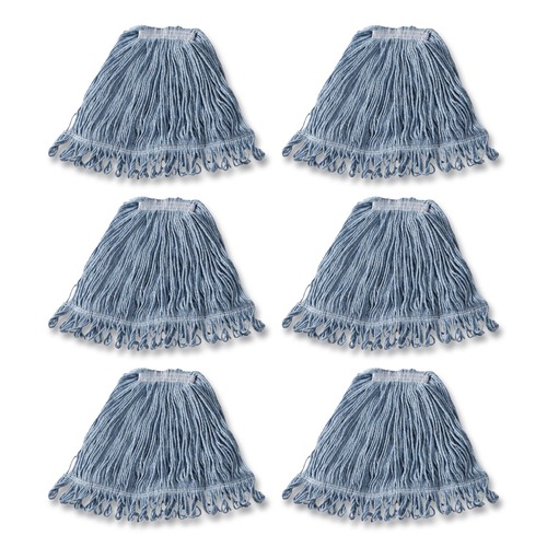 Mops | Rubbermaid Commercial FGD21206BL00 Super Stitch Blend Medium Cotton/Synthetic Mop Head - Blue (6/Carton) image number 0