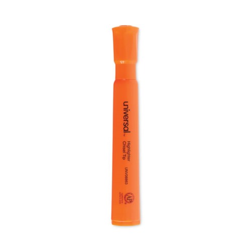 Customer Appreciation Sale - Save up to $60 off | Universal UNV08863 Fluorescent Ink, Chisel Tip Desk Highlighters - Orange (1 Dozen) image number 0