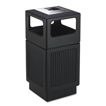 Safco Canmeleon 38-Gallon Polyethylene Recessed Panel Receptacles - Black