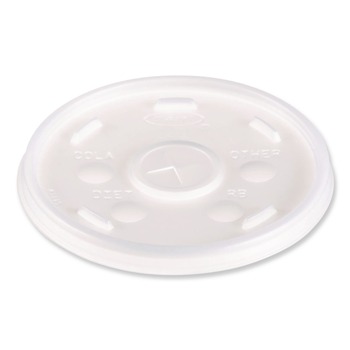 Dart Straw-Slotted Plastic Lids for 12 oz to 24 oz Hot/Cold Cups - Translucent (100/Pack)