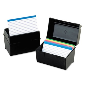 Oxford 400 4 in. x 6 in. Card Capacity Plastic Index Card File - Black